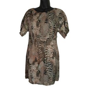 RAG & bone 100% Silk  Fully Lined Feather Print Dress Size 6